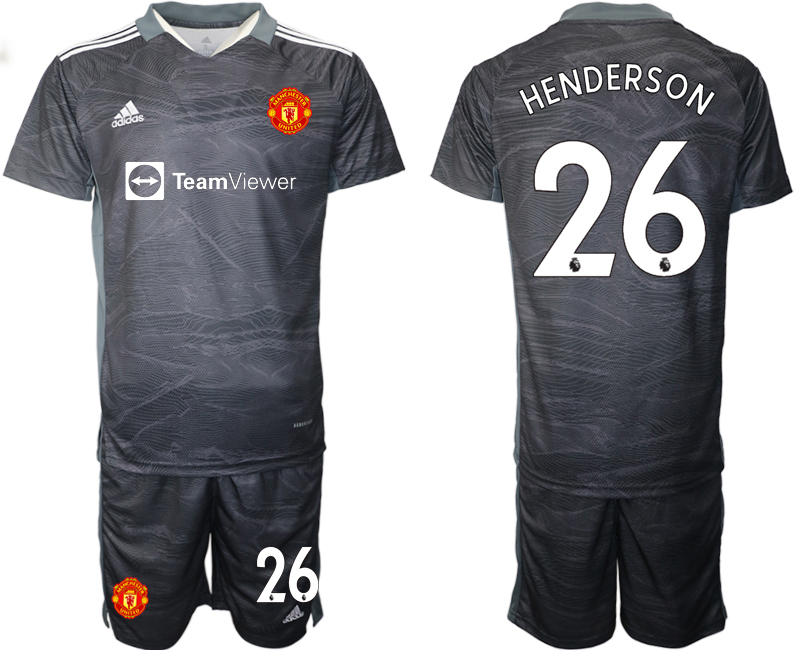 Men 2021-2022 Club Manchester United black goalkeeper #26 Soccer Jersey